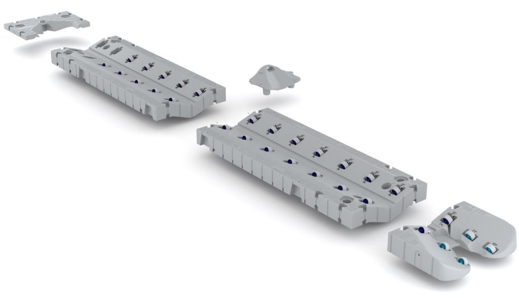 PWC Inline floating dock, components, dock configuration