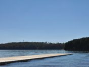 A floating dock on a lake