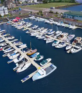 Aerial view of Large EZ Docks at a Marina