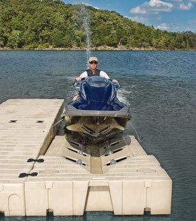 Man on jet ski launch