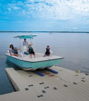 Boat on floating dock