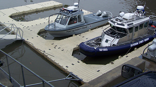 Port authority boats resting in port