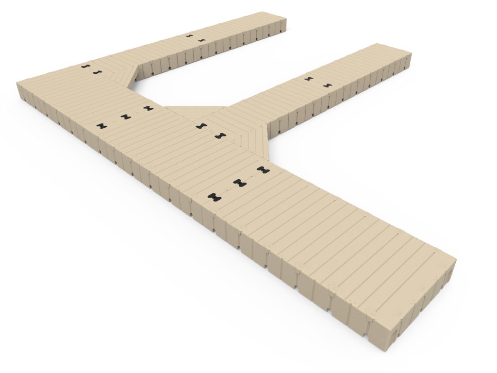 Muelle EZ Dock en forma de F con muelles para los dedos