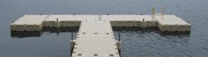 Eye-level view of floating dock with attached ladder