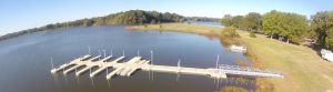 Aerial view of floating dock with 8 parking spots