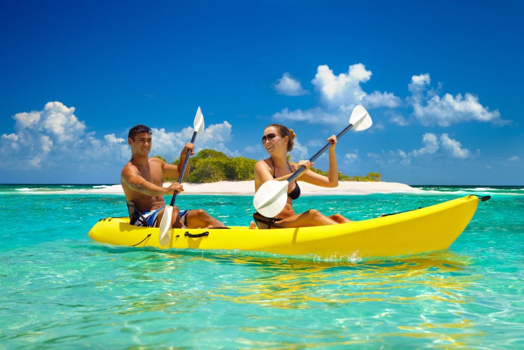 Couple on yellow kayak