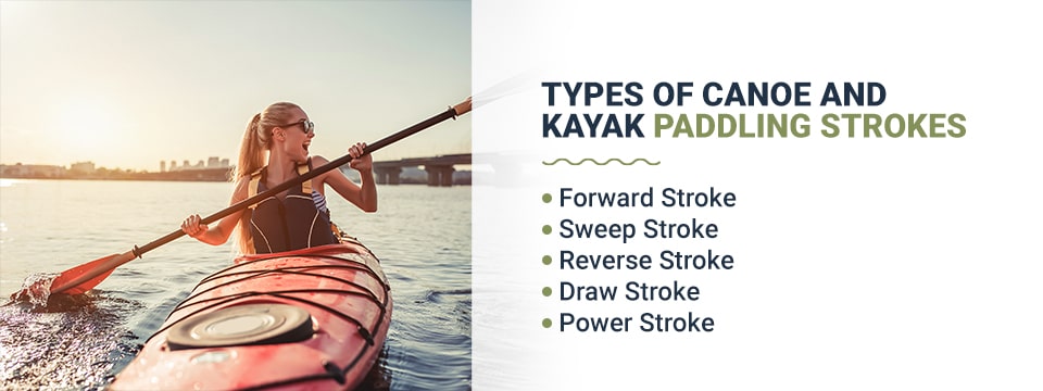 Types of canoe and kayak paddling strokes