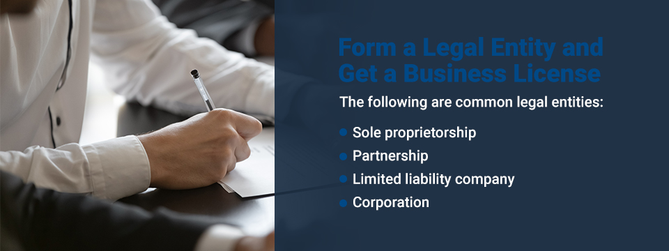 Form a legal entity and get a business license
