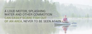A loud motor, splashing water and other commontion can easily scare fish out of an area.