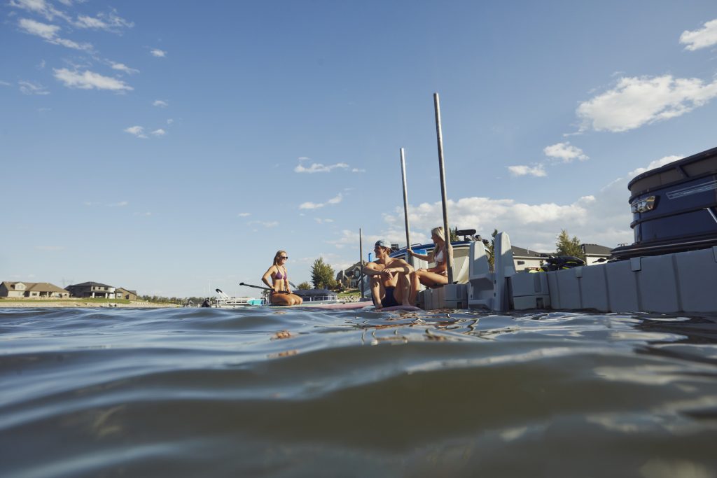 Lake water and woman on paddle board