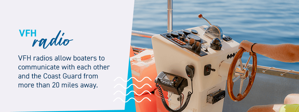 VFH radios allow boaters to communicate with each other and the Coast Guard from more than 20 miles away. 