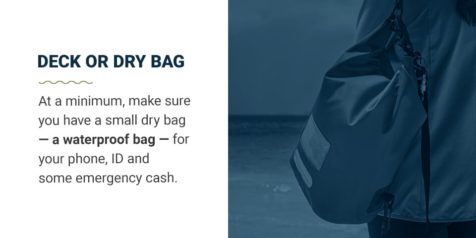 Make sure to have a waterproof bag for valuable items when paddle boarding 