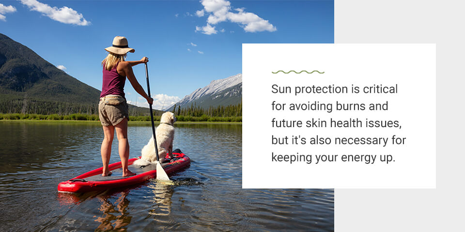 Sun protection is important to good skin health when paddle boarding 