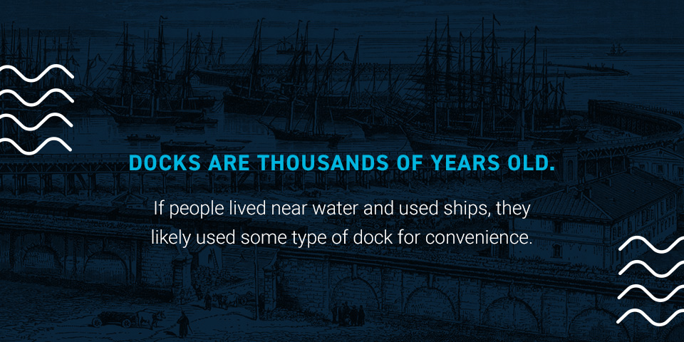 Docks are thousands of years old. If people lived near water and used ships, they likely used some type of dock for convenience.