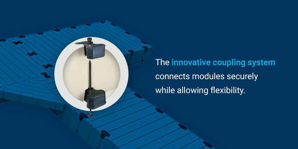 The innovative coupling system connects modules securely while allowing flexibility.