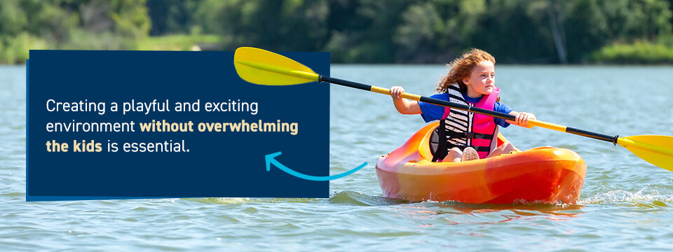 Creating a playful and exciting environment without overwhelming the kids is essential.