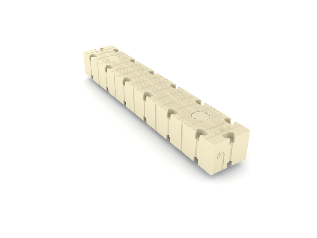 finger dock, 10 foot length, beige color narrow dock, shown on white background